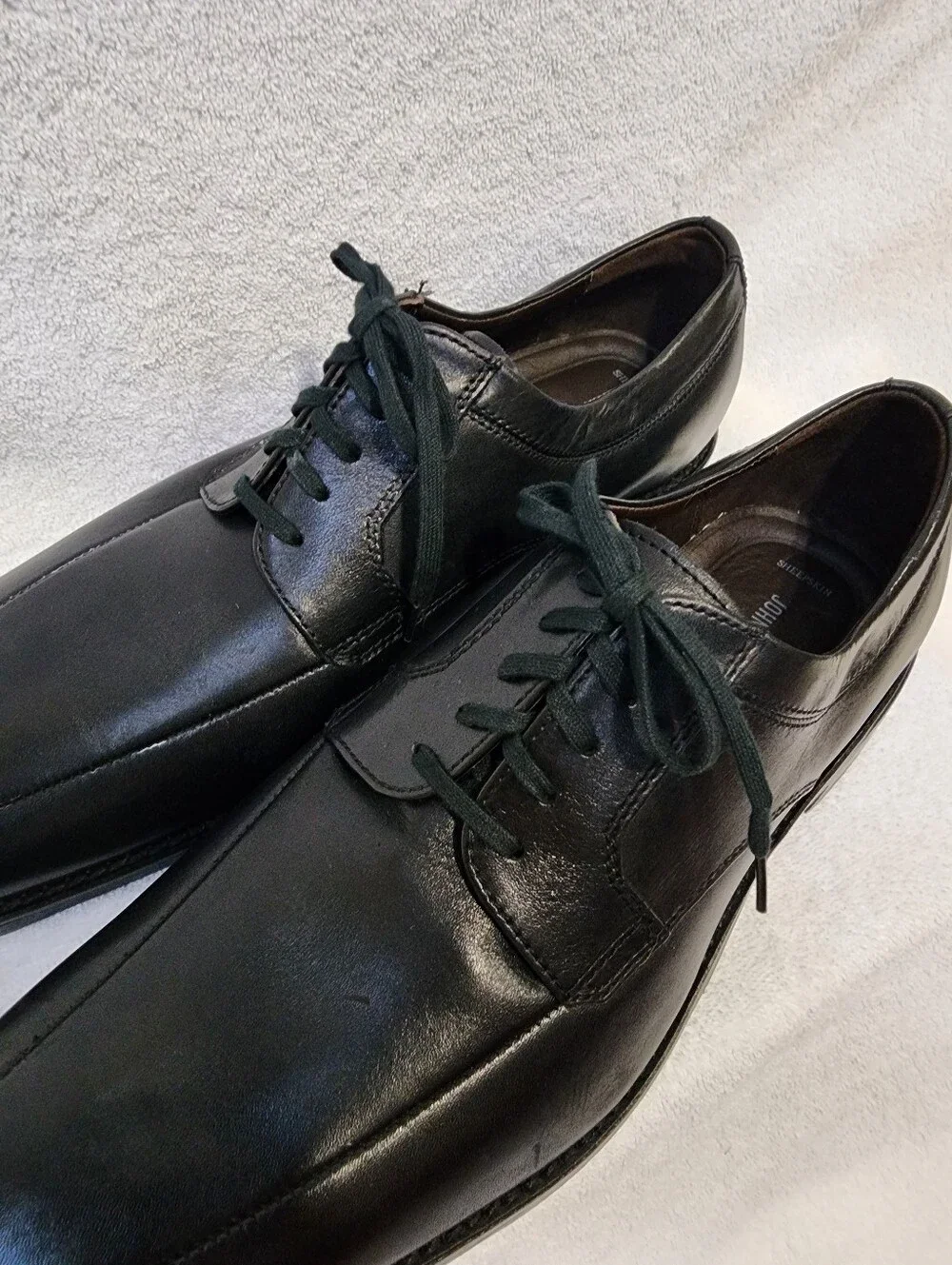 Johnston & Murphy Black Leather Dress Shoes Men's 10.5 Lace Up Flex System